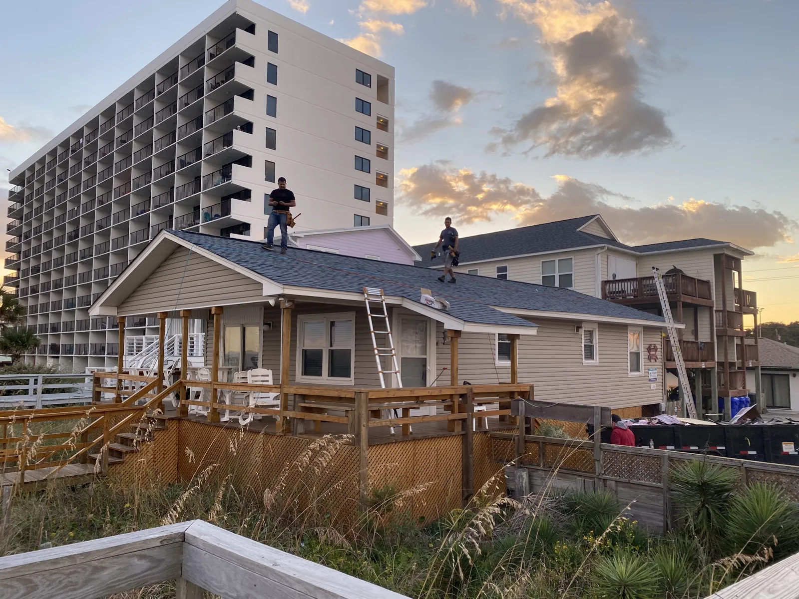 Patriots' Roofing crew installing a FORTIFIED roof