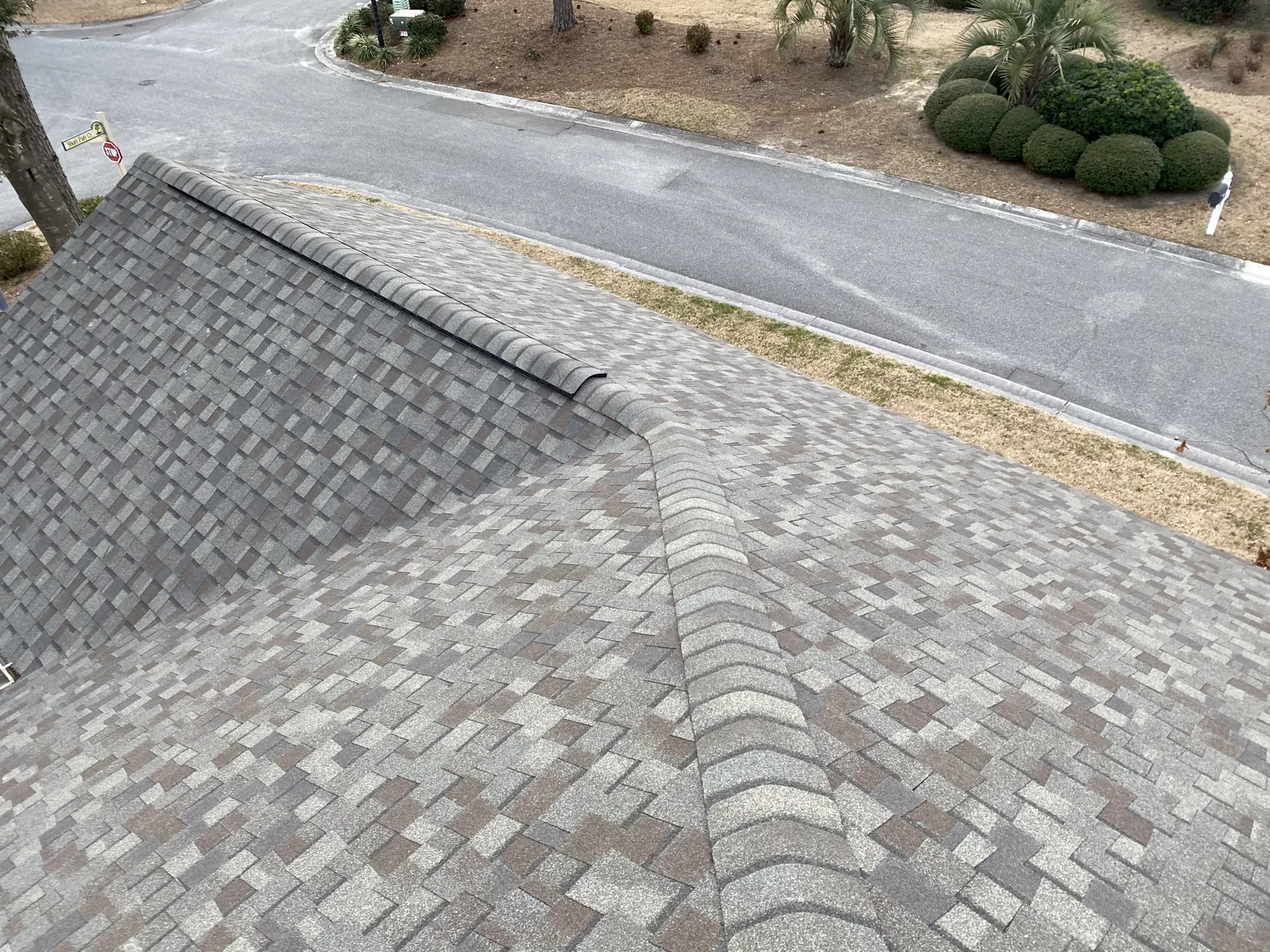 Finished roof inspected from above by Patriots Roofing